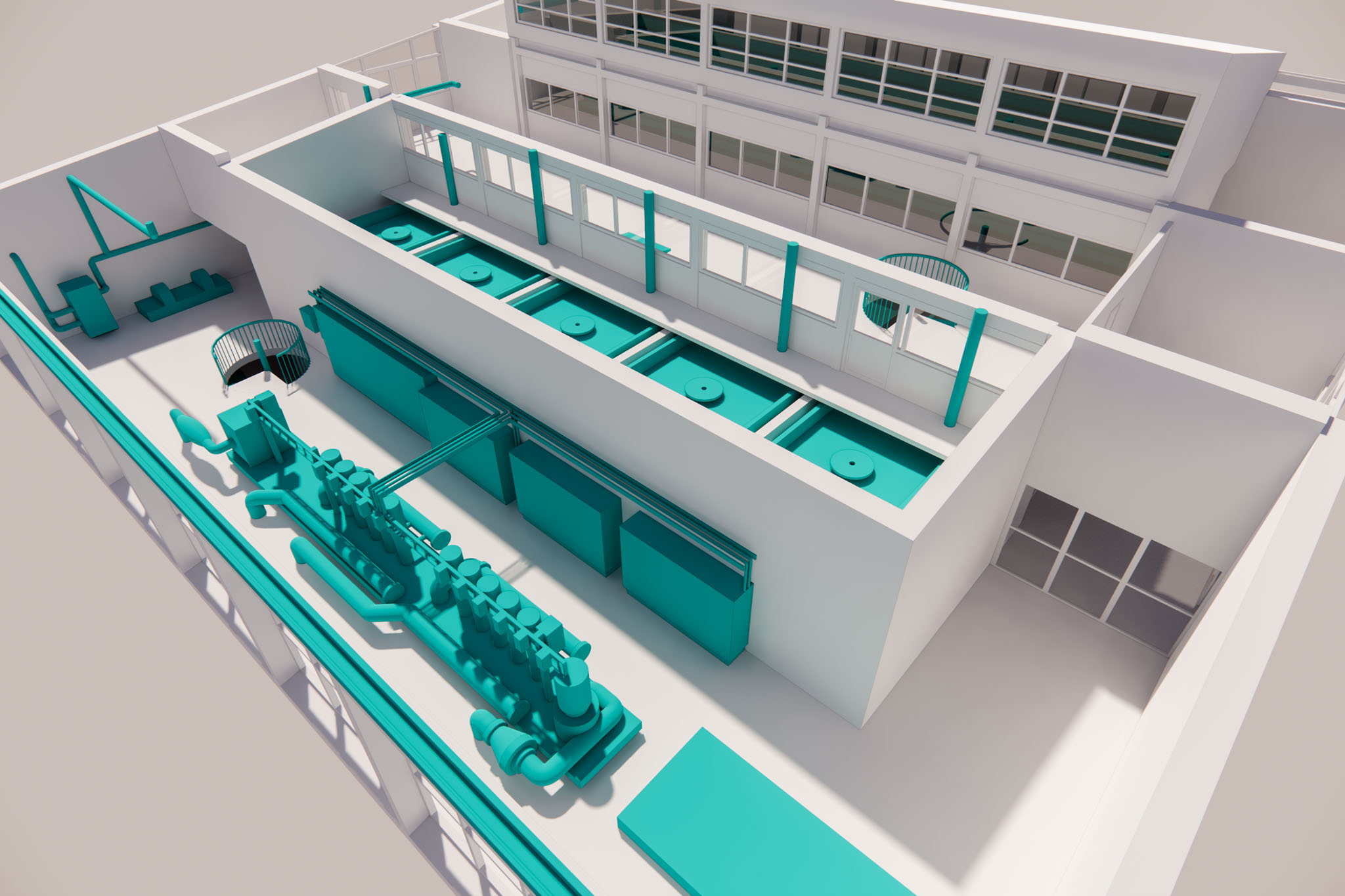 3D model af vandværk med drone