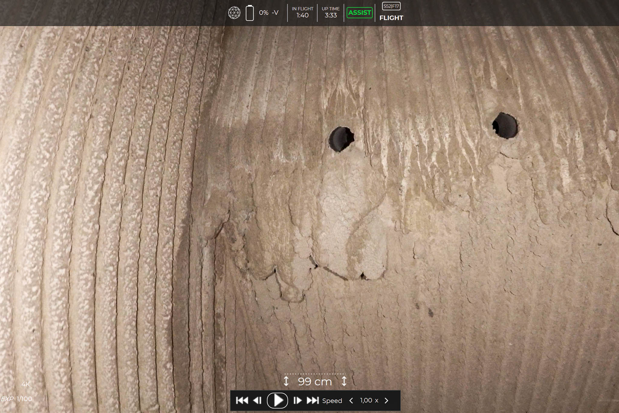 Kedel med slagge droneinspektion