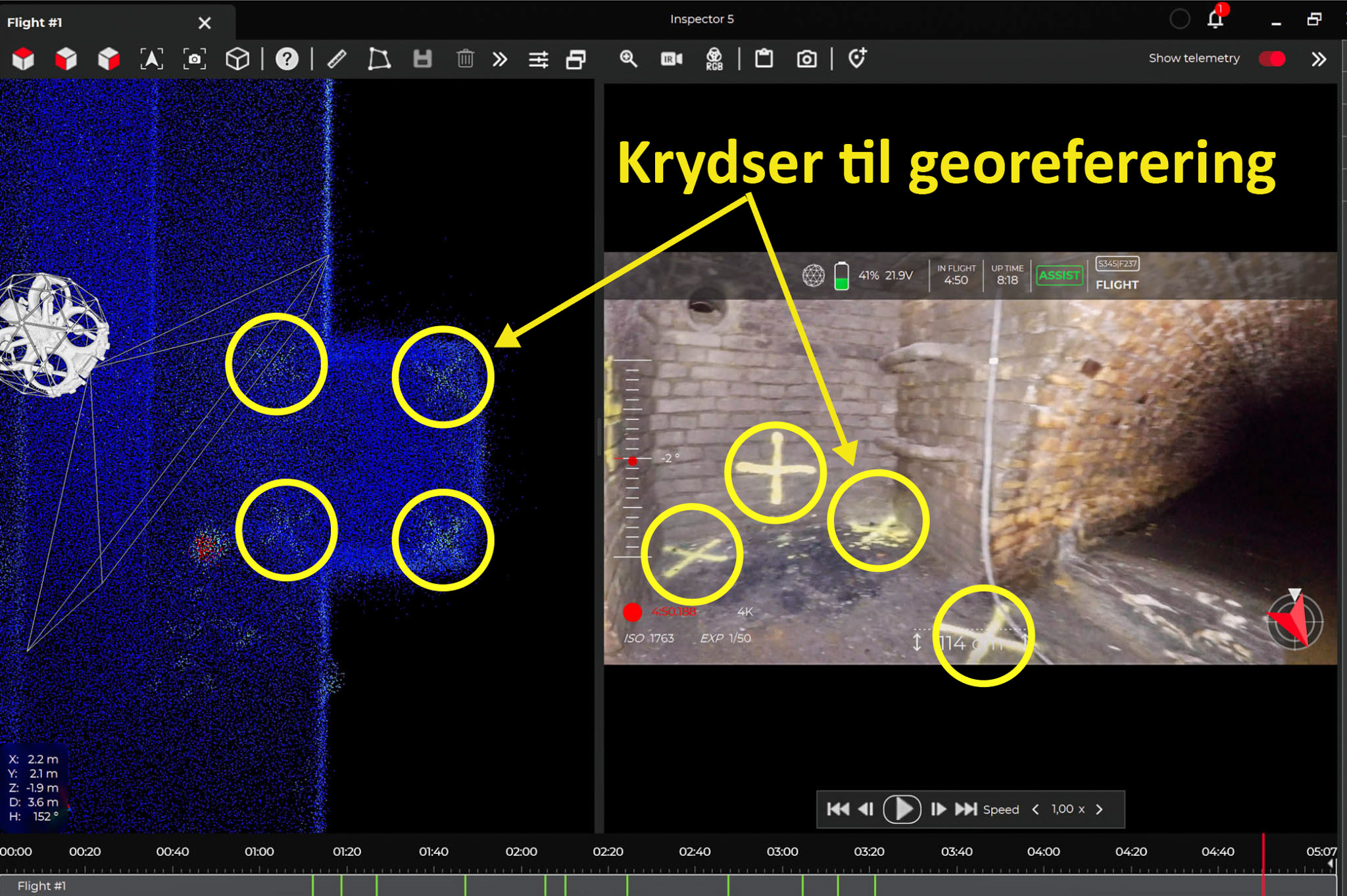 Krydser til georeferering med drone