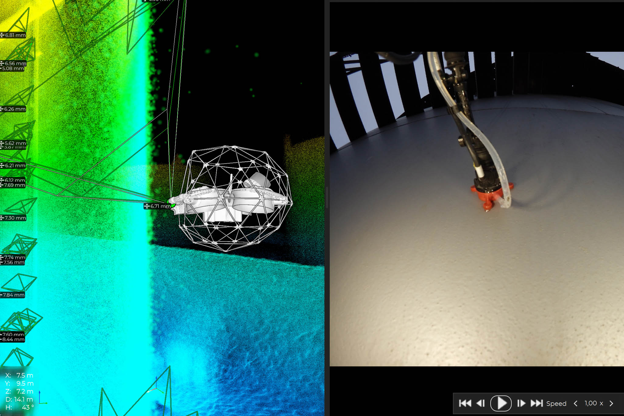Tykkelsesmåling af tank med drone i Danmark